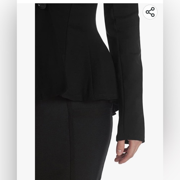 NWOT Hybrid Women's Double Notch Lapel Shoulder Pad Single Button Peplum Blazer - Picture 4 of 9